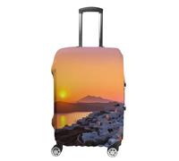 LFDSPYJE Copertura per bagagli da viaggio con cerniera laterale, isola grecia, tramonto, paesaggio, elastico, lavabile, protezione antigraffio per valigie da 48-81 cm, Grecia Isola Tramonto Paesaggio