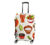 LFDSPYJE Copertura per bagagli da viaggio con cerniera laterale simboli della salsa messicana, elastica, lavabile, protezione antigraffio per valigie da 48-81 cm, Simboli di salsa messicani, M