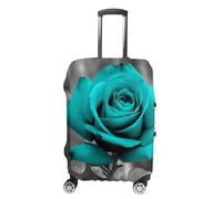 LFDSPYJE Copertura per valigie da viaggio con cerniera laterale, color foglia di tè, grigio, rosa, elastica, lavabile, antigraffio, protezione per bagagli per valigie da 48-81 cm, Rosa grigio foglia