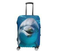 LFDSPYJE Copertura per valigie da viaggio con cerniera laterale, delfino con sorriso, elastica, lavabile, antigraffio, protezione per bagagli da 48-81 cm, Delfino con sorriso, M