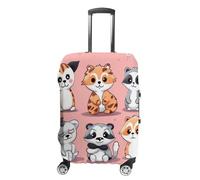 LFDSPYJE Copertura per valigie da viaggio con cerniera laterale, disegnata a mano, con simpatici animali, elastica, lavabile, antigraffio, protezione per bagagli da 48-81 cm, Animali svegli disegnati