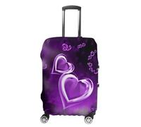 LFDSPYJE Copertura per valigie da viaggio con cerniera laterale, viola, elastica, lavabile, antigraffio, decorativa, per valigie da 48-81 cm, Amore viola, L