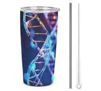 LFDSPYJE Tazza da viaggio in acciaio inox da 590 ml, con isolamento genetico a elica, a doppia parete, con coperchio con cannuccia, spazzola per la pulizia, bottiglia termica per auto, casa e ufficio