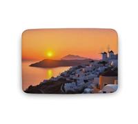 LFDSPYJE Zerbino assorbente per pavimento anteriore, isola grecia, tramonto, paesaggio, per interni ed esterni, tappetino di benvenuto, antiscivolo, lavabile, morbido tappeto per porta per bagno