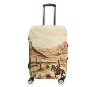 LFDSYEOQ Copertura per bagagli da viaggio Cardinali Uccelli Fauna Selvaggia Elasticità Lavabile Copertura Bagaglio Protector Adatto per Bagagli 45-81 Pollici, West Desert Cactus Con Cowboys