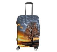 LFDSYEOQ Copertura per bagagli da viaggio con onde oceaniche, elastica, lavabile, adatta per bagagli da 45 a 81 cm, Albero bianco e nero al tramonto d'oro, L