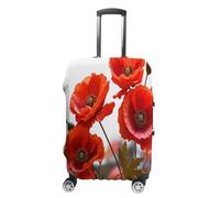 LFDSYEOQ Copertura per bagagli da viaggio con pupazzo di neve sulla spiaggia, elastica, lavabile, adatta per bagagli da 45,7 a 81,7 cm, Fiori di papavero Petali vivaci, S