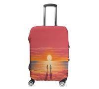 LFDSYEOQ Coprimaterasso da viaggio per coppia che guarda l'alba, elastico, lavabile, adatto per bagagli da 45 a 81 cm, Coppia Guardando Alba, L