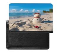 LFDSYEOQ Custodia protettiva per passaporto in poliuretano, con bradipo My Spirit, per documenti di viaggio, con scomparti per carte di credito, per donne e uomini, Pupazzo di neve sulla spiaggia,