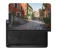 LFDSYEOQ Custodia protettiva per passaporto, in poliuretano, con paesaggio urbano, organizer per documenti di viaggio, con scomparti per carte di credito, per donne/uomini, Via d'Italia, Taglia unica,