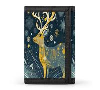 LFDSYEOQ Portafoglio piccolo con due delfini, da donna, da uomo, portafoglio a tre pieghe, porta carte di credito, pochette da donna, due, cervo, guardando, l'altro, Taglia unica, Casual