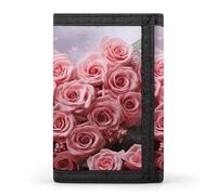 LFDSYEOQ Portafoglio piccolo da donna con cubetti di ghiaccio, color pesca, portafoglio a tre pieghe, porta carte di credito, pochette da donna, Rose e Cuore, Taglia unica, Casual