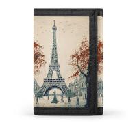 LFDSYEOQ Portafoglio piccolo da donna con fiore blu, portafoglio a tre pieghe, porta carte di credito, pochette da donna, Parigi Città Albero Torre Eiffel Arte, Taglia unica, Casual