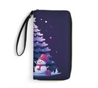 LFDSYEOQ Portafoglio sottile con due squali in pelle per donne e uomini, porta carte di credito, pochette da donna, disponibile in diversi stili, Due pupazzi di neve e nastro, 19.7x10.5cm, Casual