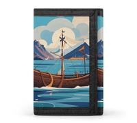 LFDSYEOQ Serene Seaside Sunset piccolo portafoglio per donne e uomini, portafoglio a tre pieghe, porta carte di credito, pochette da donna, Una Bella Barca, Taglia unica, Casual
