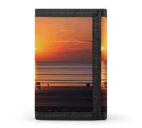 LFDSYEOQ Serene Seaside Sunset piccolo portafoglio per donne e uomini, portafoglio a tre pieghe, porta carte di credito, pochette da donna, Tramonto sul mare sereno, Taglia unica, Casual