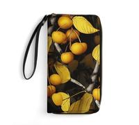 LFDSYEOQ Year of The Tiger Face Portafoglio sottile per donne e uomini, portafoglio in pelle, porta carte di credito, pochette da donna, disponibile in diversi stili, Foglie Gialle e Frutt,