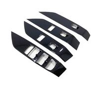 LFDTO Misura for Jaguar E-Pace 2017 2018 2019 Fibra di carbonio Look Car Bracciolo Corrimano Interno Porta Finestra Interruttore in vetro Pannello di copertura Cornice 4p(Carbon Fiber look)