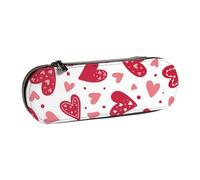 LfearTesa Astuccio rigido per matite, cancelleria, organizer, astuccio in pelle per matite e penne e trousse per il trucco, motivo a cuore per San Valentino