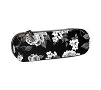 LfearTesa Astuccio rigido per matite, cancelleria, organizer, astuccio in pelle per matite e penne e trousse per il trucco, rosa bianca vintage, tulipano