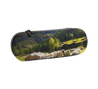 LfearTesa Astuccio rigido per matite, cancelleria, organizer, astuccio in pelle per matite e penne e trousse per il trucco, Alpi svizzere, Vallese, nido di pecore dal naso nero, animali, natura