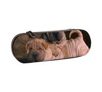LfearTesa Astuccio rigido per matite, cancelleria, organizer, astuccio in pelle per matite e penne e trousse per trucchi, cane Shar Pei