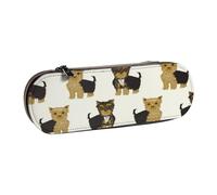 LfearTesa Astuccio rigido per matite, cancelleria, organizer, astuccio in pelle per matite e penne e trousse per trucchi, Yorkshire Terrier, simpatico cane Yorkshire, animale domestico