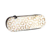 LfearTesa Astuccio rigido per matite, cancelleria, organizer, astuccio in pelle per matite e penne e trousse per il trucco, elegante motivo leopardato bianco oro e ghepardo
