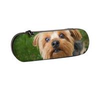 LfearTesa Astuccio rigido per matite, cancelleria, organizer, astuccio in pelle per matite e penne e trousse per trucchi, Yorkshire Terrier, simpatici cani, animali domestici