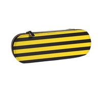 LfearTesa Astuccio rigido per matite, cancelleria, organizer, astuccio in pelle per matite e penne e trousse per il trucco, motivo a strisce nere e gialle con api