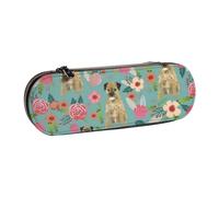 LfearTesa Astuccio rigido per matite, cancelleria, organizer, astuccio in pelle per matite e penne e trousse per trucchi, razza di cane Border Terrier Florals