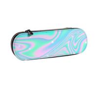 LfearTesa Astuccio rigido per matite, cancelleria, organizer, astuccio in pelle per matite e penne e trousse per il trucco, sfondo astratto olografico in pastello neon