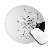 LfearTesa Dischi in vinile strappati e note musicali che volano nell'aria, tappetino per mouse rotondo da 8 pollici, tappetino per mouse con base in gomma antiscivolo impermeabile