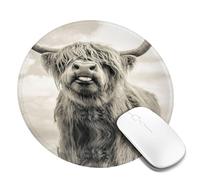 LfearTesa Divertente mucca delle Highlands, tappetino per mouse rotondo da 8 pollici, base in gomma antiscivolo impermeabile