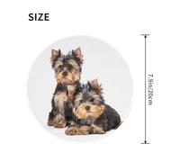 LfearTesa Due cuccioli di Yorkshire Terrier, tappetino per mouse rotondo da 8 pollici, base in gomma antiscivolo impermeabile