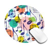 LfearTesa Musica, note musicali, elegante, tappetino per mouse rotondo da 8 pollici, base in gomma antiscivolo impermeabile