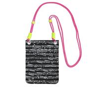 LfearTesa Piccola borsa a tracolla, porta cellulare, borsa a tracolla, note musicali su nero,Fucsia