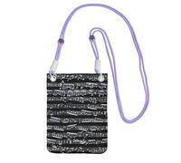 LfearTesa Piccola borsa a tracolla, porta cellulare, borsa a tracolla, note musicali su nero,Viola
