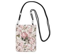 LfearTesa Piccola borsa a tracolla, porta cellulare, borsa a tracolla, vintage, shabby chic, rose rosa seppia,Nero