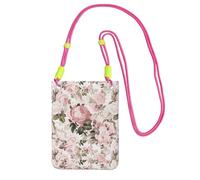 LfearTesa Piccola borsa a tracolla, porta cellulare, borsa a tracolla, vintage, shabby chic, rose rosa seppia,Fucsia