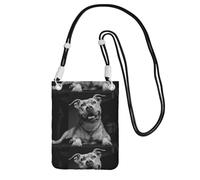 LfearTesa Piccola borsa a tracolla, porta cellulare, portamonete, borsa a tracolla, American Pitbull,Nero
