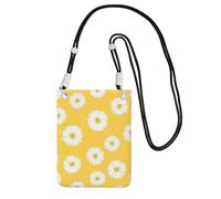 LfearTesa Piccola borsa a tracolla, porta cellulare, portamonete, borsa a tracolla, bianco, aster, margherita, giallo,Nero