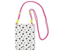 LfearTesa Piccola borsa a tracolla, porta cellulare, portamonete, borsa a tracolla, carlini neri che fanno pipì,Fucsia