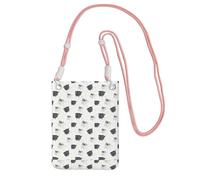 LfearTesa Piccola borsa a tracolla, porta cellulare, portamonete, borsa a tracolla, carlini neri che fanno pipì,Rosa