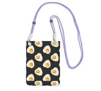 LfearTesa Piccola borsa a tracolla, porta cellulare, portamonete, borsa a tracolla, cibo, uova fritte, colore scuro,Viola