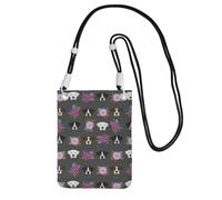 LfearTesa Piccola borsa a tracolla, porta cellulare, portamonete, borsa a tracolla, con teste di cane boxer pazze e fantastiche,Nero