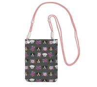 LfearTesa Piccola borsa a tracolla, porta cellulare, portamonete, borsa a tracolla, con teste di cane boxer pazze e fantastiche,Rosa