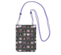 LfearTesa Piccola borsa a tracolla, porta cellulare, portamonete, borsa a tracolla, con teste di cane boxer pazze e fantastiche,Viola