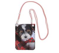 LfearTesa Piccola borsa a tracolla, porta cellulare, portamonete, borsa a tracolla, cuccioli di Biewer Terrier,Rosa