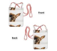 LfearTesa Piccola borsa a tracolla, porta cellulare, portamonete, borsa a tracolla, cucciolo di Russian Toy Terrier su sfondo bianco,Rosa
